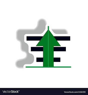 Bar graph with rising arrow in vector image