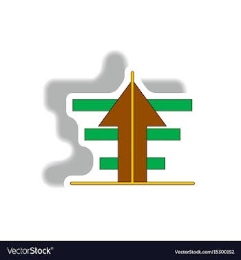 Bar graph with rising arrow in vector image