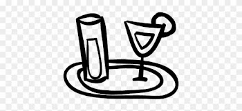 Bar Tray With Hand Drawn Drinks Glasses Vector - Hand Drawn Food And Drink