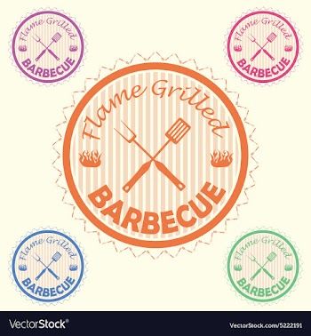 Barbecue label stamp design element with text vector image