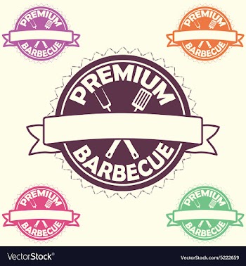 Barbecue label stamp design element with text vector image