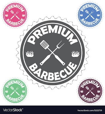 Barbecue label stamp design element with text vector image