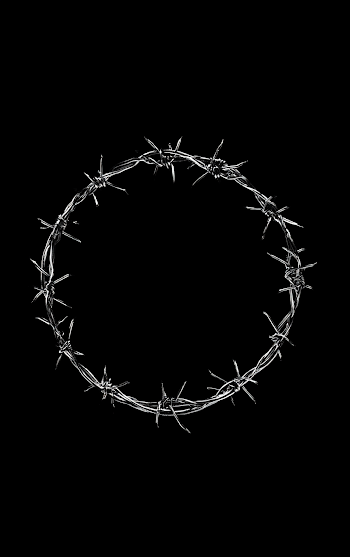 Barbed Wire Circle on Black Background