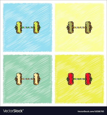 Barbell weight in hatching style vector image