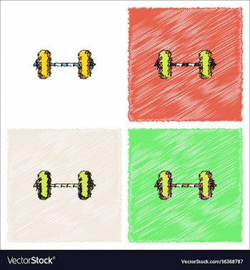 Barbell weight in hatching style vector image