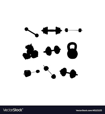 barbell workout equipment set silhouette design