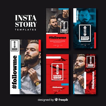 Barber instagram stories template collection Free Vector