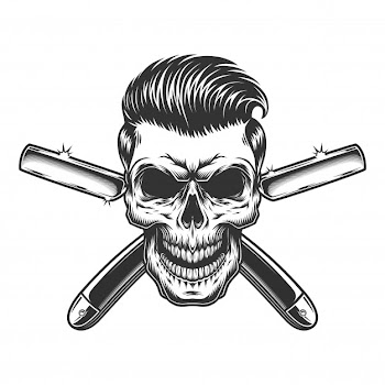 Barber skull with stylish hairstyle Free Vector