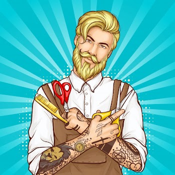 Barbershop haircutter pop art vector portrait Free Vector