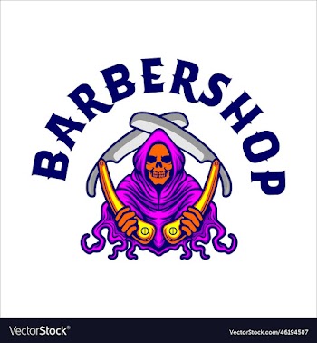 barbershop logo skull with razor