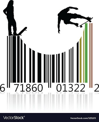 Barcode skaters vector image