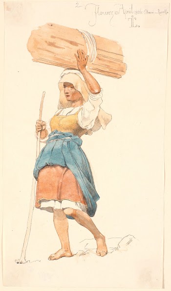 Bare-legged peasant girl with a bundle | Free Photo - rawpixel