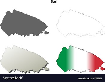 Bari blank detailed outline map set vector image
