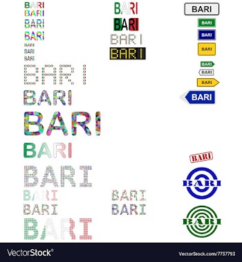 Bari text design set vector image