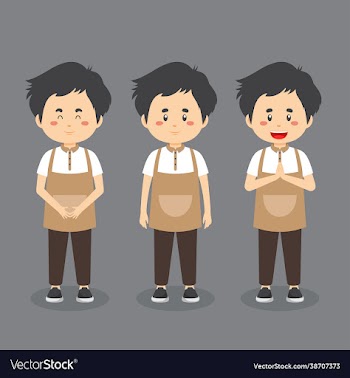 barista coffee character with various expression