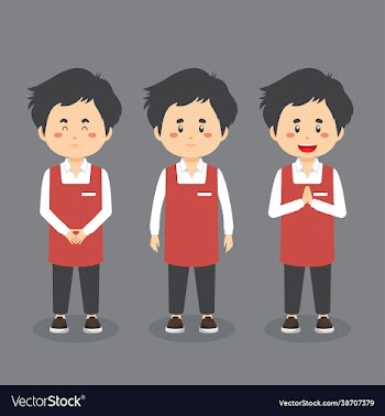 barista coffee character with various expression