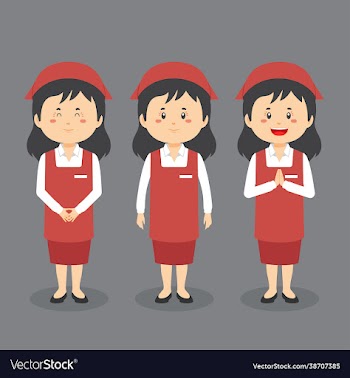 barista coffee character with various expression