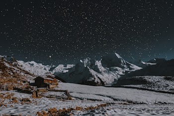 Barn in the Middle of Snow Covered Land