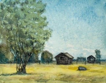 Barn on farmland, oil painting. | Free Photo - rawpixel
