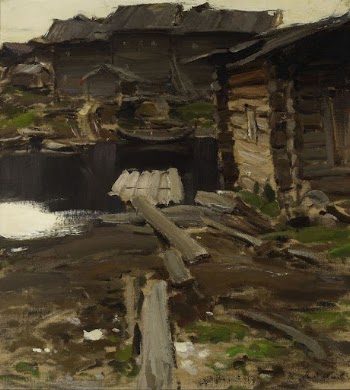 Barns by a river, 1885 | Free Photo - rawpixel