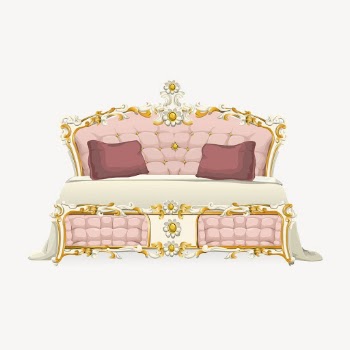Baroque bed collage element, furniture | Free PSD - rawpixel