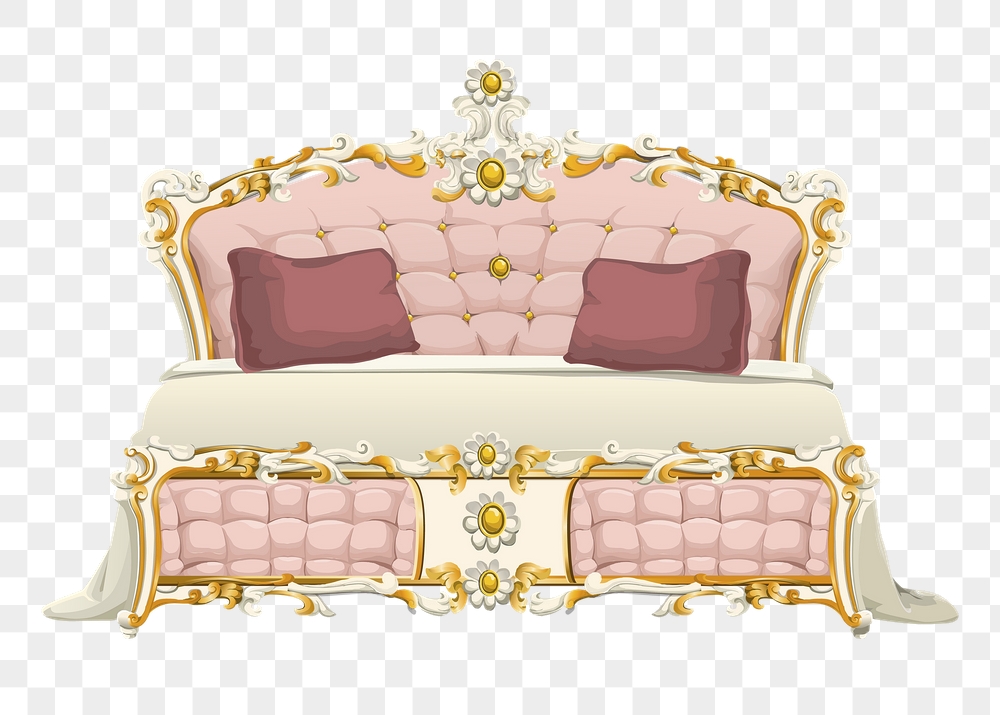 Baroque bed png sticker, furniture | Free PNG - rawpixel