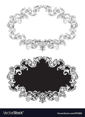 Baroque floral frame in two different styles vector image
