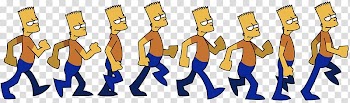 Bart Simpsons illustration, Walk cycle Cartoon Flash animation Stick figure, Animation transparent background PNG clipart