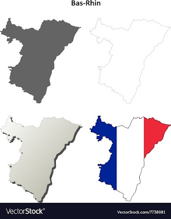 Bas-Rhin Alsace outline map set vector image