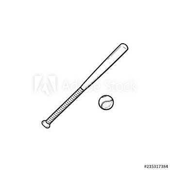 Baseball bat and ball hand drawn outline doodle icon