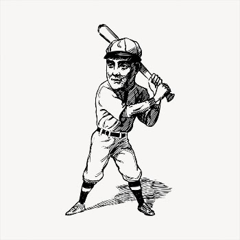 Baseball player  clipart, vintage | Free Vector - rawpixel