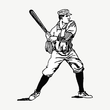 Baseball player clipart, vintage sport | Free Vector - rawpixel