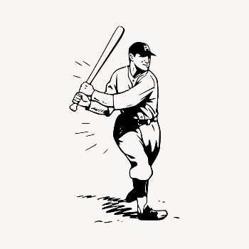 Baseball player collage element, drawing | Free Vector Illustration - rawpixel
