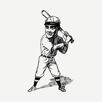 Baseball player drawing, vintage illustration | Free PSD - rawpixel