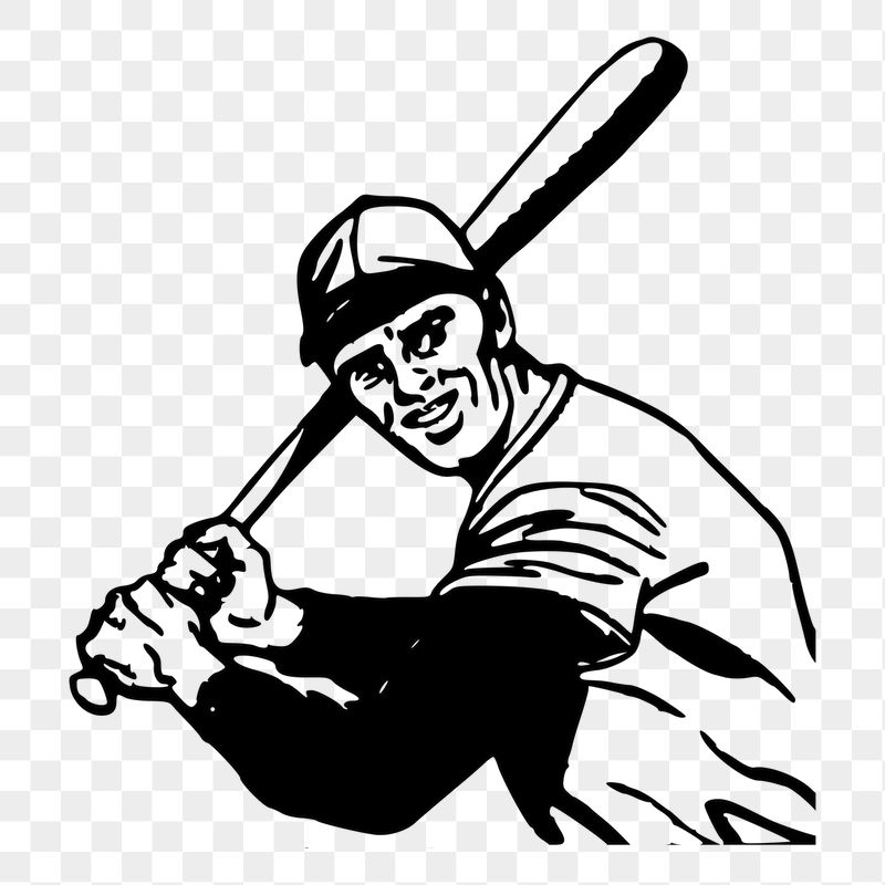 Baseball player png sticker illustration, | Free PNG - rawpixel