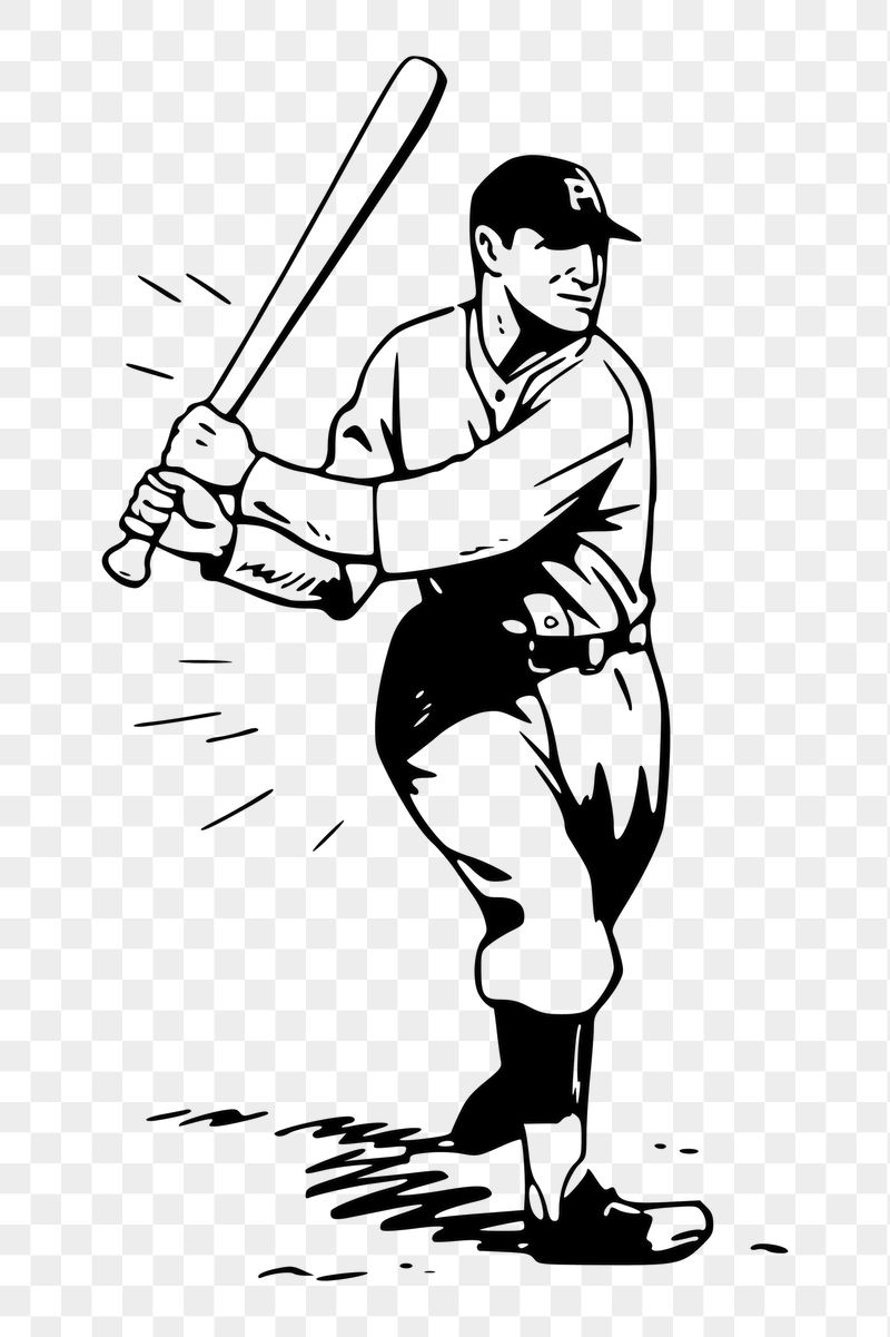 Baseball player png sticker illustration, | Free PNG - rawpixel