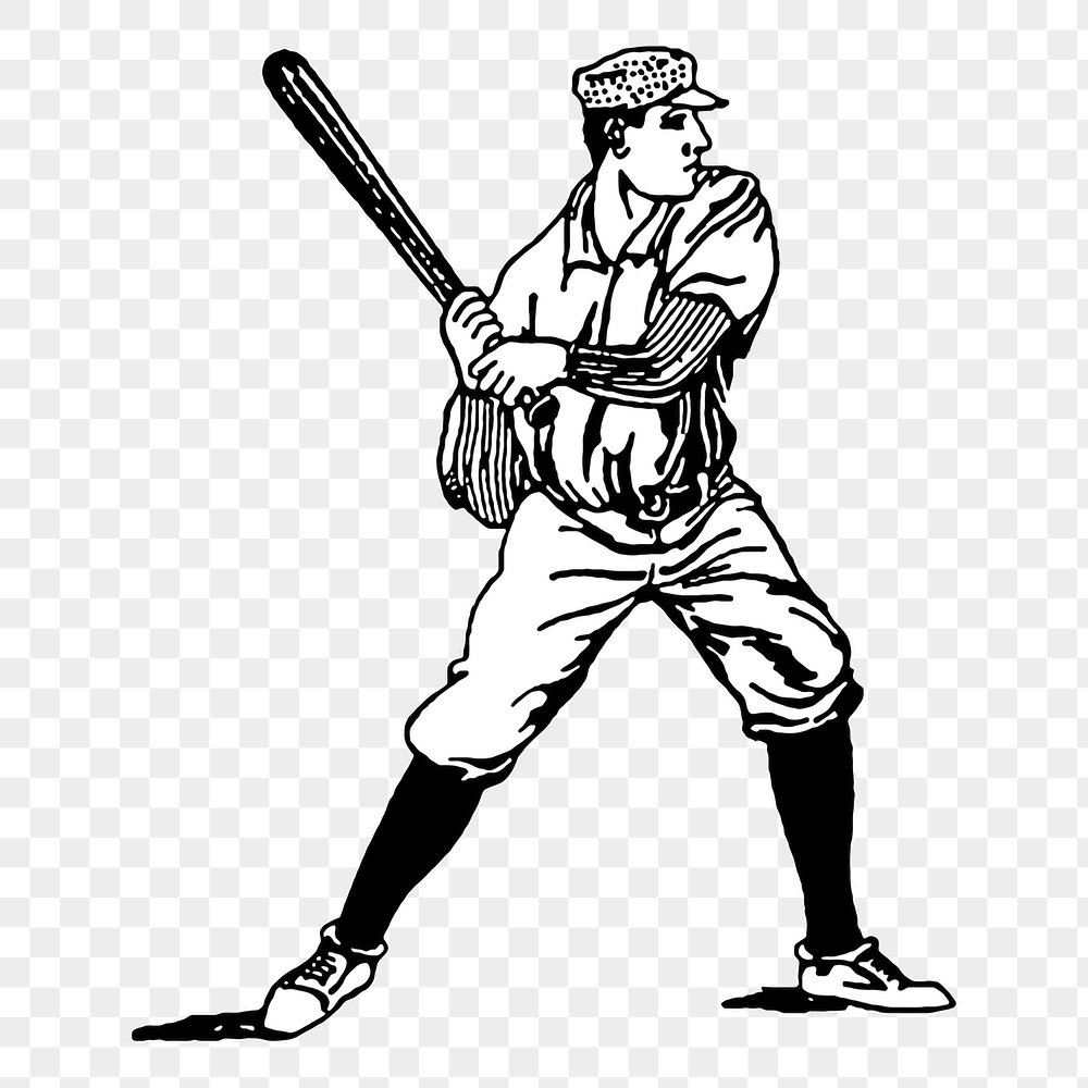 Baseball player png sticker, vintage | Free PNG - rawpixel
