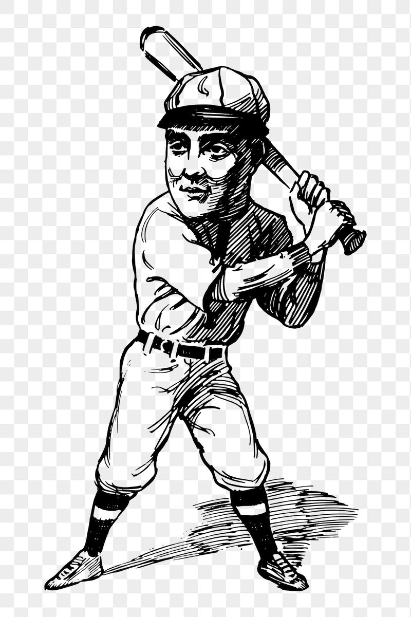 Baseball player png sticker, vintage | Free PNG - rawpixel