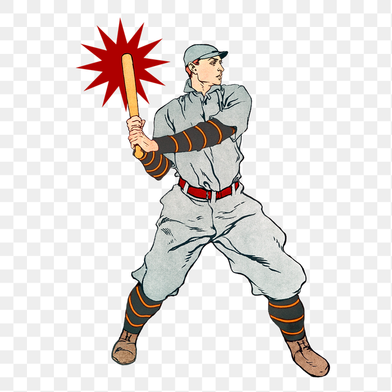 Baseball player png vintage sports | Free PNG Illustration - rawpixel