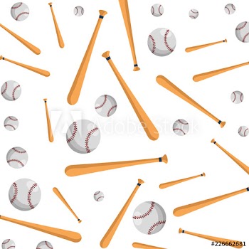 baseball sport balls and bats pattern