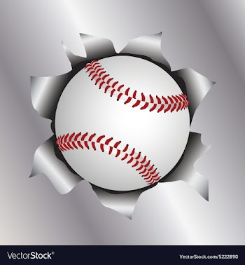 Baseball thru metal sheet vector image