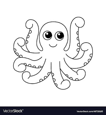 basic octopus cartoon coloring page for