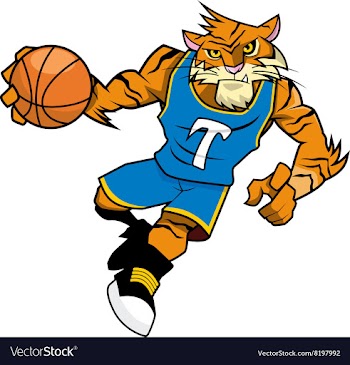 Basket Ball Mascot Tiger Blue uniform vector image