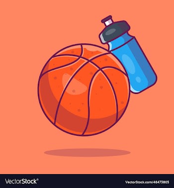 basket ball with bottle cartoon