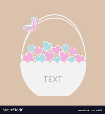 					Basket full of blue and pink hearts Card vector image														