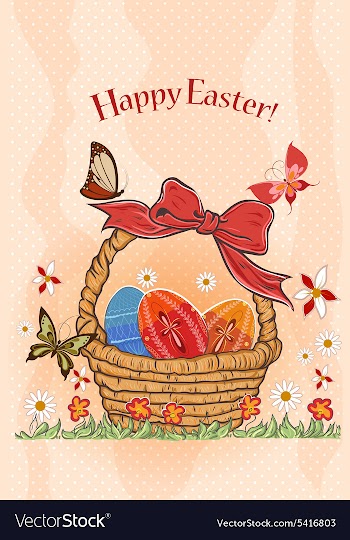 Basket of eggs vector image