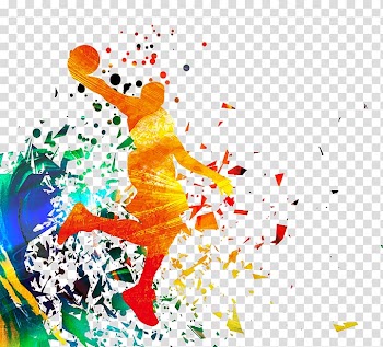 Basketball player illustration, Huangpu District NBA Basketball court, Colorful football transparent background PNG clipart