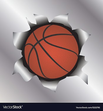 Basketball thru metal sheet vector image