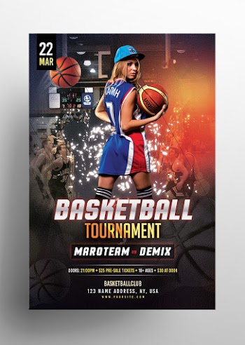 Basketball Tournament Free PSD Flyer Template