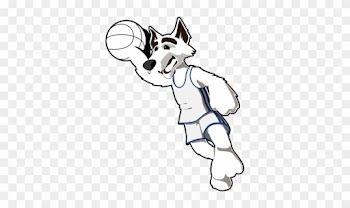 Basketball Wolf Basketballwolf Black White Line Art - Clip Art